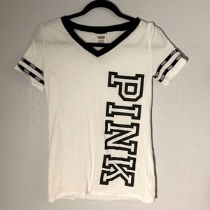 VS PINK white tee shirt with black detail